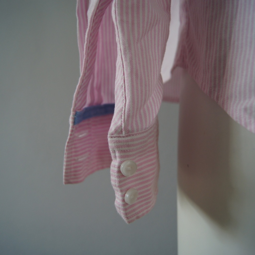 Charles Tyrwhitt Women's Long Sleeve Shirt Size 8 Striped Pink Button Down - Picture 5 of 8